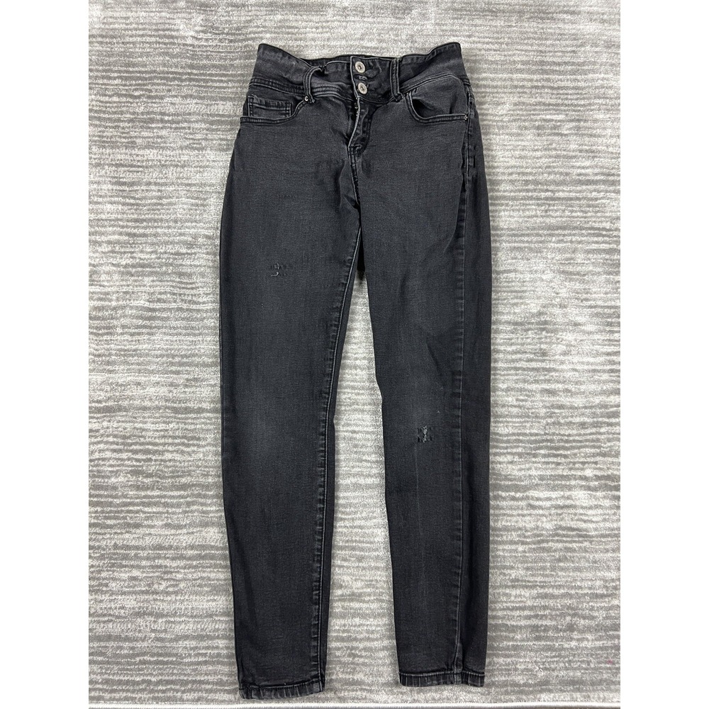 California Vintage Jeans Womens 11 Black Skinny High Rise Distressed JW9029